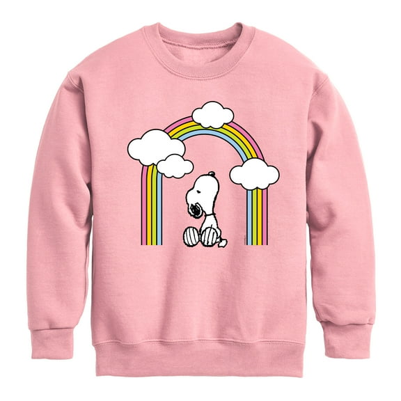 Peanuts - Snoopy Looking Up Rainbow - Toddler & Youth Crewneck Fleece Sweatshirt