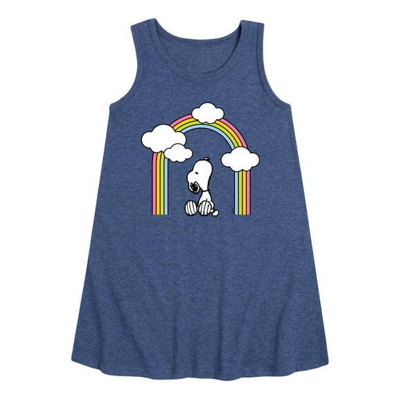 Peanuts - Snoopy Looking Up Rainbow - Toddler & Youth Girls A-line Dress
