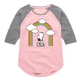 thumbnail image 1 of Peanuts - Snoopy Looking Up Rainbow - Toddler & Youth Girls Raglan Graphic T-Shirt, 1 of 6