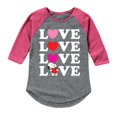 thumbnail image 1 of Peanuts - Snoopy Love Stacked - Girls Toddler And Youth Raglan, 1 of 4