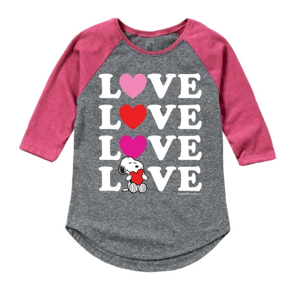 Peanuts - Snoopy Love Stacked - Girls Toddler And Youth Raglan