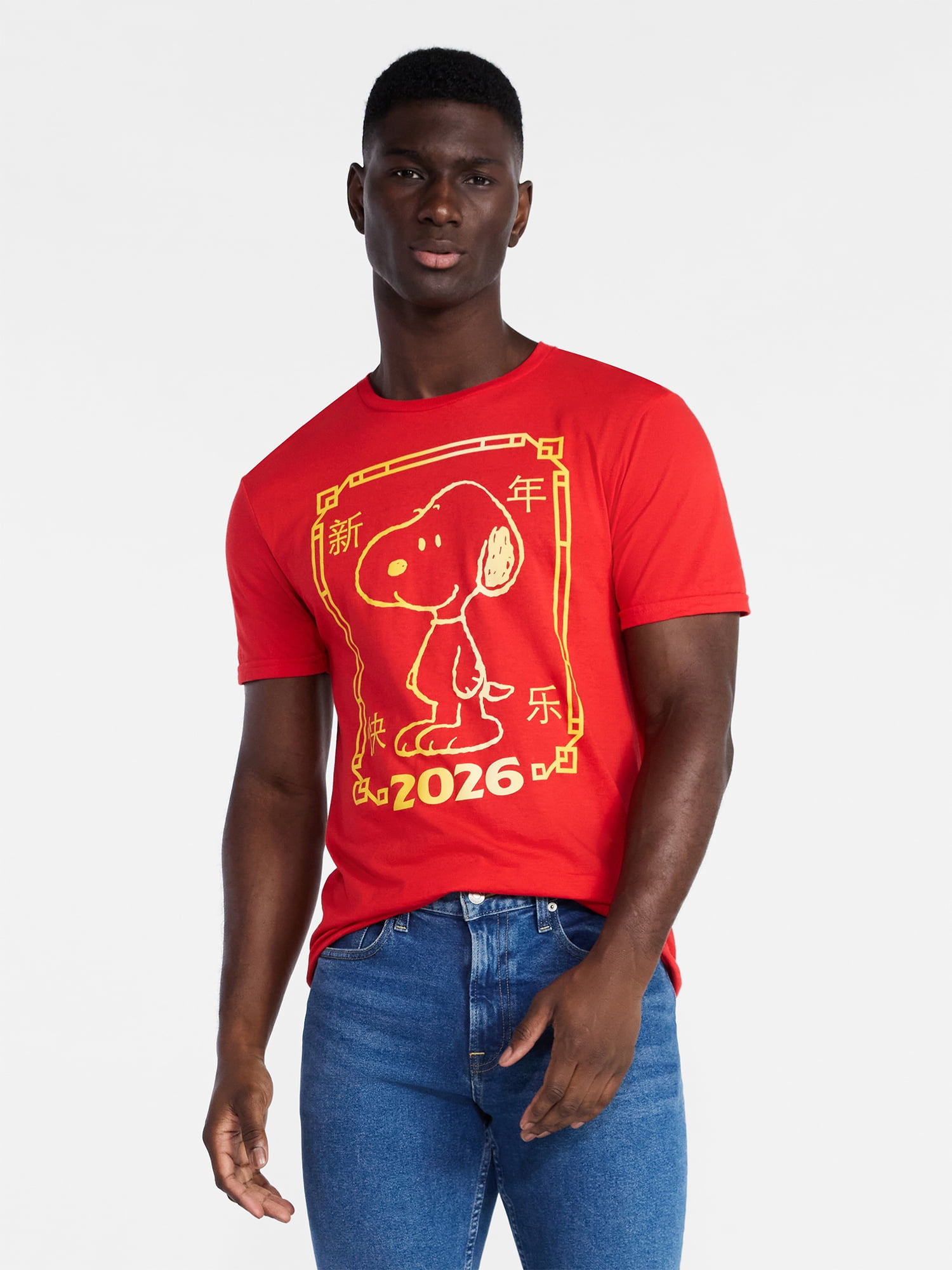 Peanuts Snoopy Men's and Big Men's Lunar New Year Graphic Tee, Sizes S-3XL