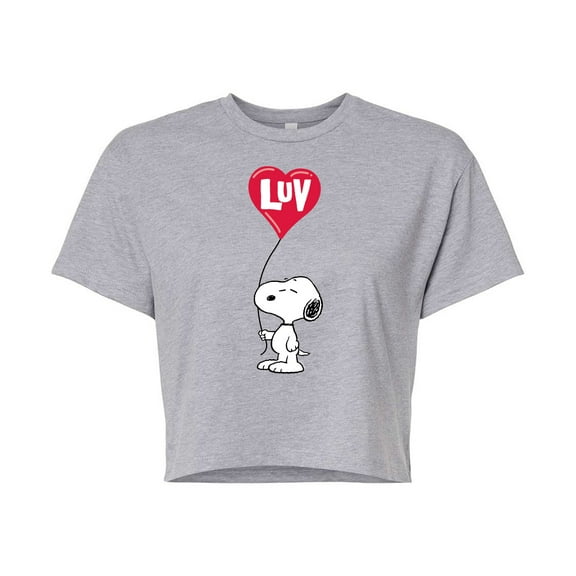 Peanuts - Snoopy Luv - Juniors Cropped Cotton Blend T - Shirt
