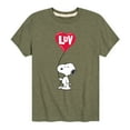 thumbnail image 1 of Peanuts - Snoopy Luv  - Toddler And Youth Short Sleeve Graphic T-Shirt, 1 of 6