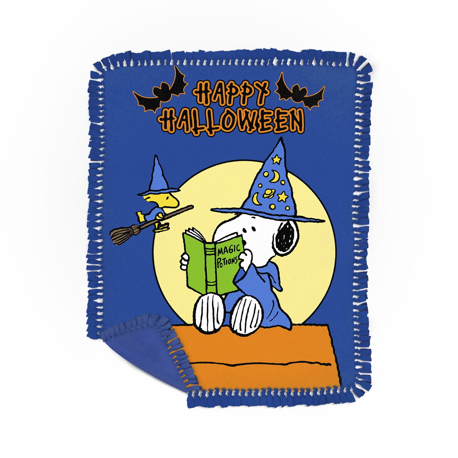 Peanuts Snoopy Magic Halloween Potions No Sew Fleece Throw Kit, Blue
