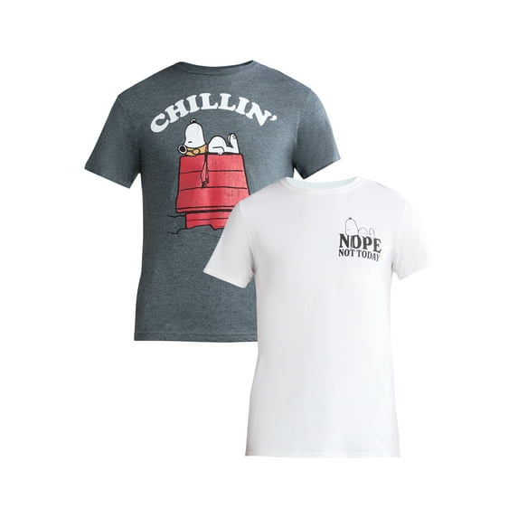 Peanuts Snoopy Men’s & Big Men’s Graphic Tee Shirt Chillin Nope Not Today, 2-Pack, Sizes S-3XL