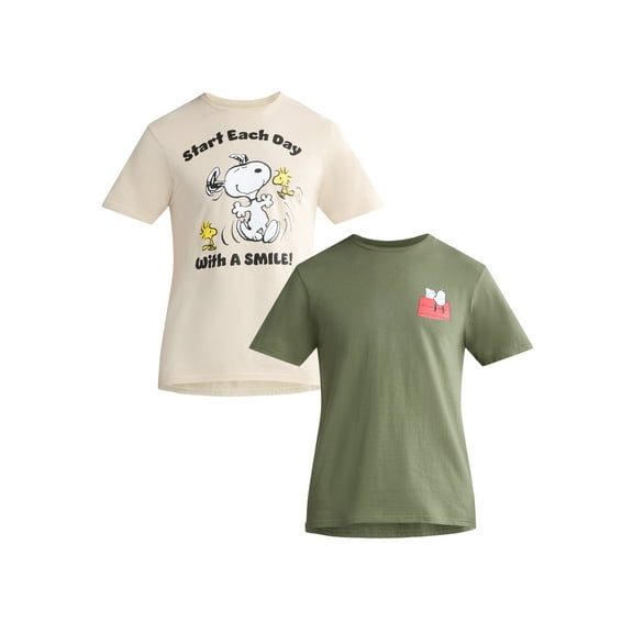 Peanuts Snoopy Men’s & Big Men’s Graphic Tees, 2-Pack, Sizes S-3XL