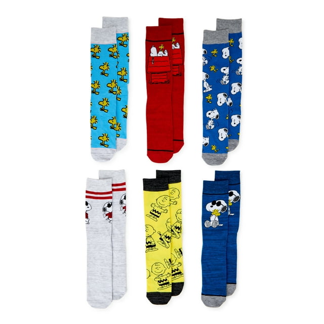 Peanuts Snoopy Men’s Crew Socks, 6-Pack