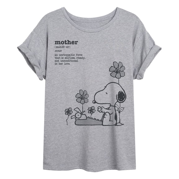 Peanuts - Snoopy Mom Definition - Juniors Oversized Graphic T-Shirt
