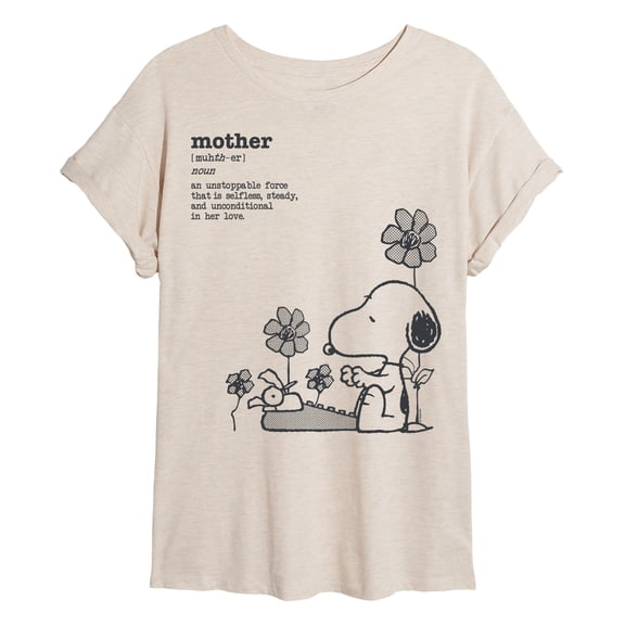 Peanuts - Snoopy Mom Definition - Juniors Oversized Graphic T-Shirt