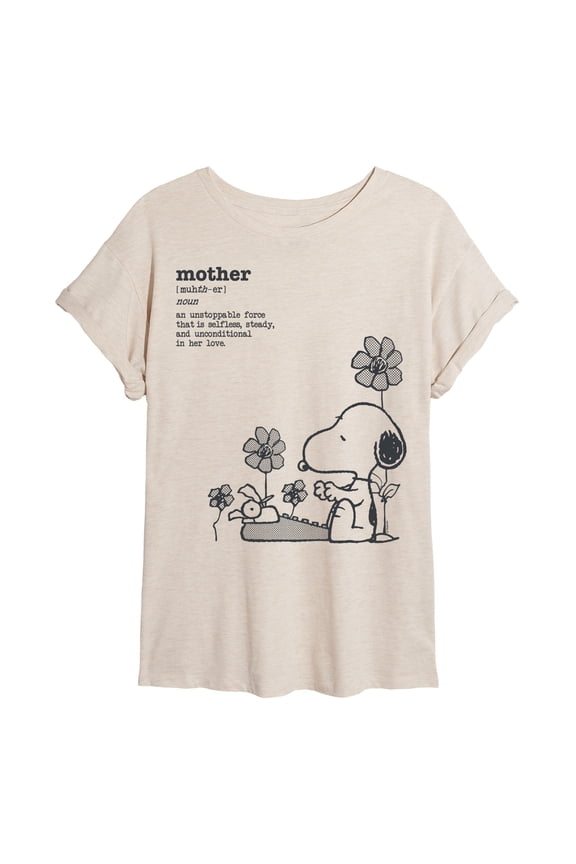 - Snoopy Mom Definition - Juniors Oversized Graphic T-Shirt