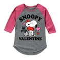 thumbnail image 1 of Peanuts - Snoopy My Valentine - Girls Toddler And Youth Raglan, 1 of 4