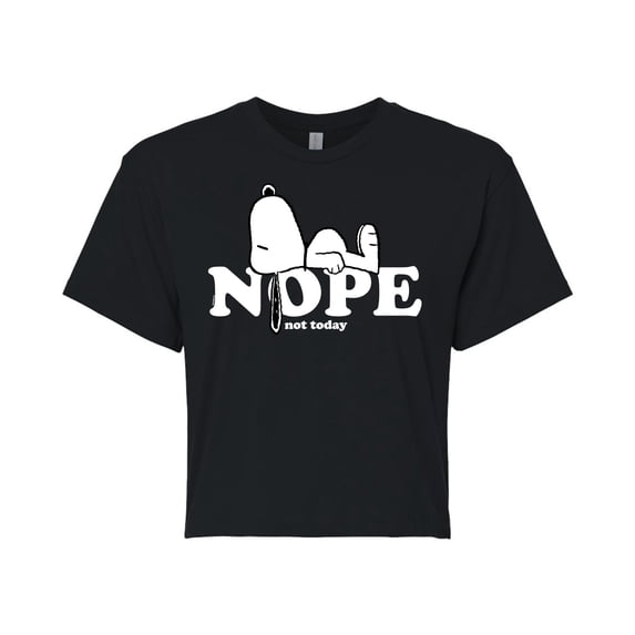Peanuts - Snoopy Nope Not Today - Juniors Cropped Graphic T-Shirt