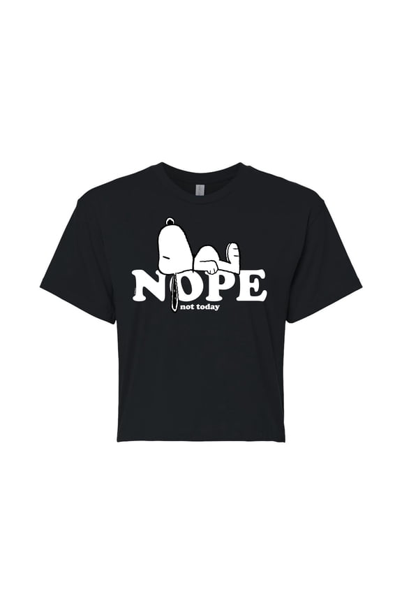 - Snoopy Nope Not Today - Juniors Cropped Graphic T-Shirt