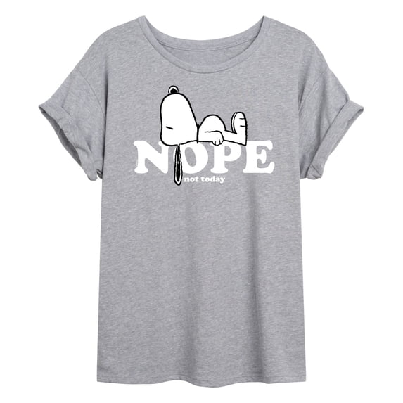 Peanuts - Snoopy Nope Not Today - Juniors Oversized Graphic T-Shirt
