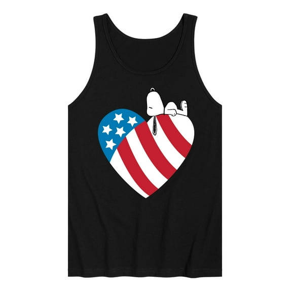 Peanuts - Snoopy On Flag Heart - Men's Jersey Tank Top