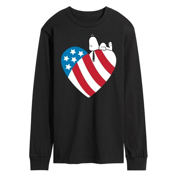 Peanuts - Snoopy On Flag Heart - Men's Long Sleeve T-Shirt