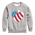 thumbnail image 1 of Peanuts - Snoopy On Flag Heart - Toddler & Youth Crewneck Fleece Sweatshirt, 1 of 6