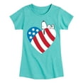 thumbnail image 1 of Peanuts - Snoopy On Flag Heart - Toddler & Youth Girls Short Sleeve Graphic T-Shirt, 1 of 6