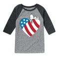 thumbnail image 1 of Peanuts - Snoopy On Flag Heart - Toddler & Youth Raglan Graphic T-Shirt, 1 of 5