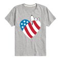 thumbnail image 1 of Peanuts - Snoopy On Flag Heart - Toddler & Youth Short Sleeve Graphic T-Shirt, 1 of 6