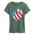 thumbnail image 1 of Peanuts - Snoopy On Flag Heart - Women's Short Sleeve Graphic T-Shirt, 1 of 7