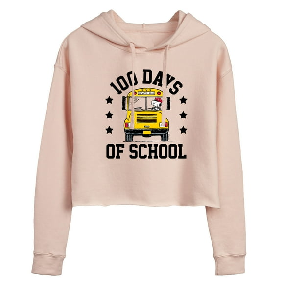 Peanuts - Snoopy One Hundred Days Of School - Juniors Cropped Pullover Hoodie
