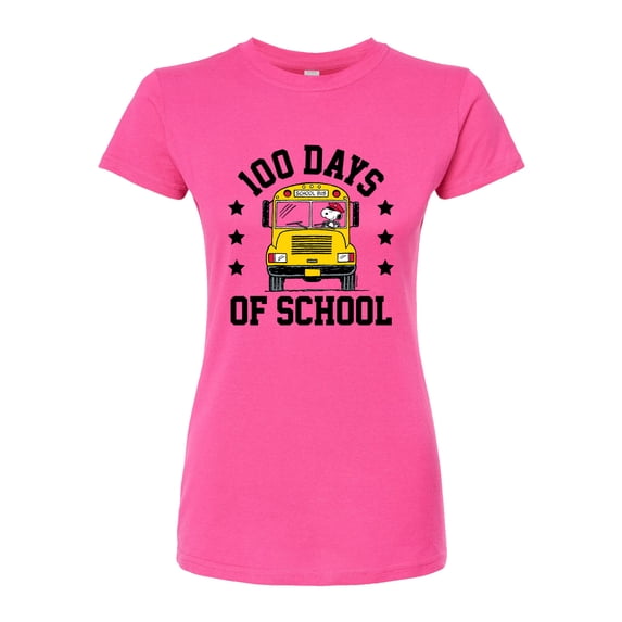 Peanuts - Snoopy One Hundred Days Of School - Juniors Fitted Graphic T-Shirt