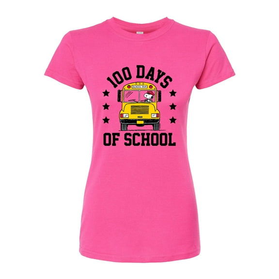 Peanuts - Snoopy One Hundred Days Of School - Juniors Fitted Graphic T-Shirt