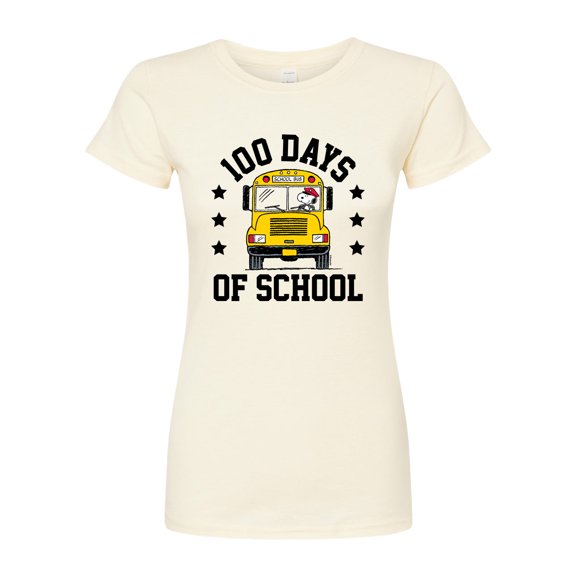 Peanuts - Snoopy One Hundred Days Of School - Juniors Fitted Graphic T-Shirt