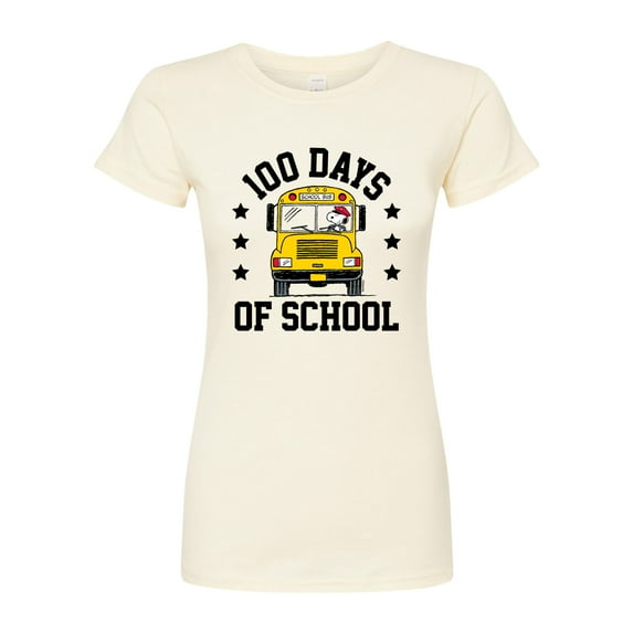 Peanuts - Snoopy One Hundred Days Of School - Juniors Fitted Graphic T-Shirt