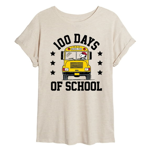 Peanuts - Snoopy One Hundred Days Of School - Juniors Ideal Flowy Muscle T-Shirt