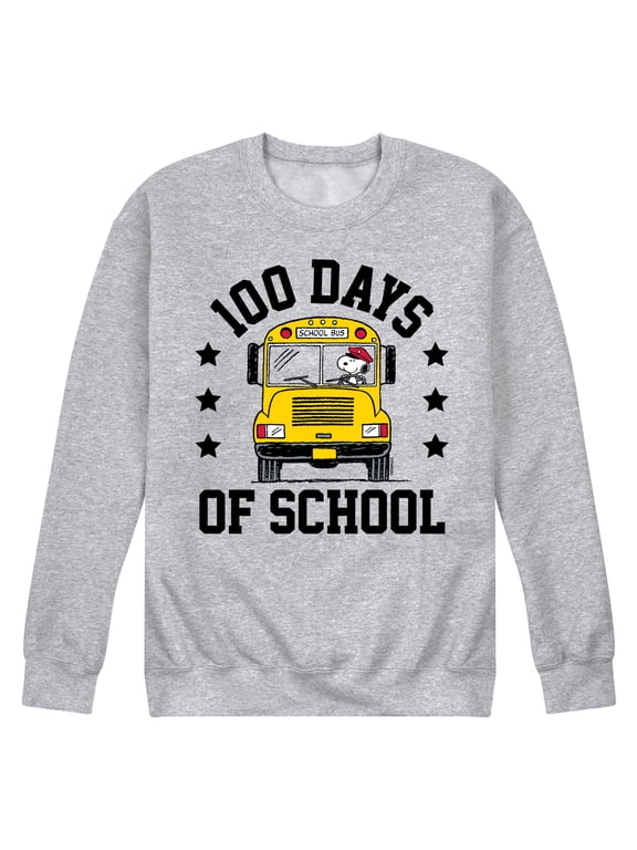 - Snoopy One Hundred Days Of School Men's Graphic Fleece Sweatshirt