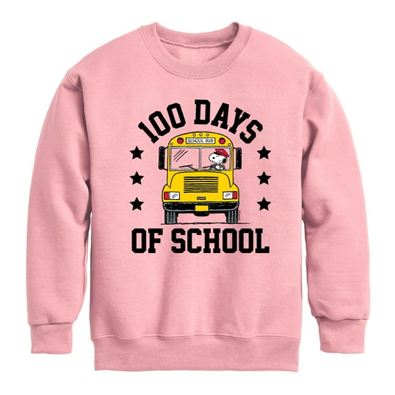 Peanuts - Snoopy One Hundred Days Of School - Toddler & Youth Crewneck Fleece Sweatshirt
