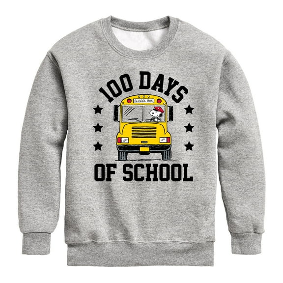 Peanuts - Snoopy One Hundred Days Of School - Toddler & Youth Crewneck Fleece Sweatshirt