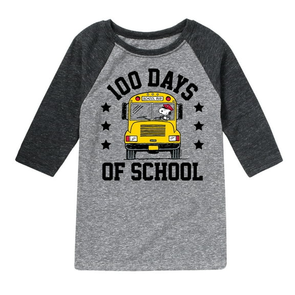Peanuts - Snoopy One Hundred Days Of School - Toddler & Youth Raglan Graphic T-Shirt