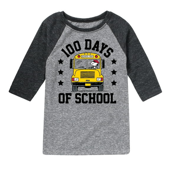 Peanuts - Snoopy One Hundred Days Of School - Toddler & Youth Raglan Graphic T-Shirt