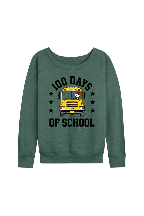 - Snoopy One Hundred Days Of School - Women's Lightweight French Terry Long Sleeve Shirt