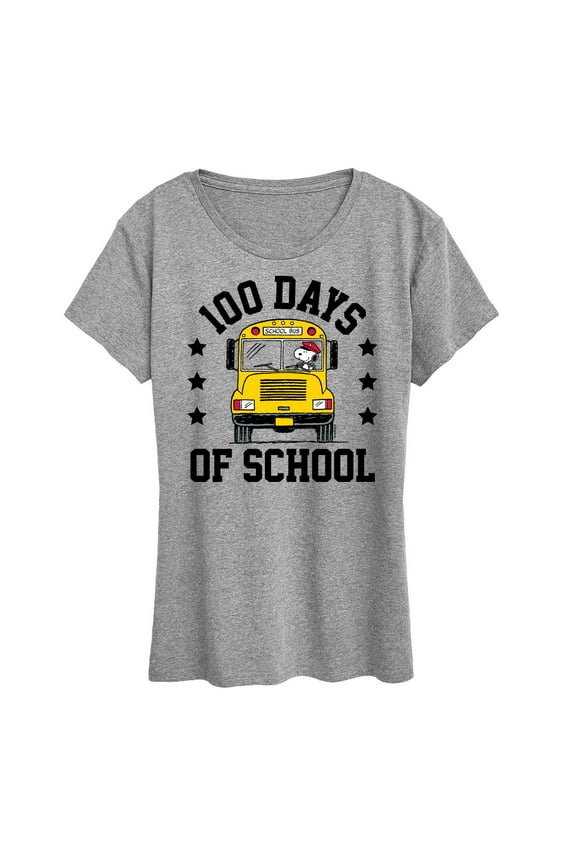 - Snoopy One Hundred Days Of School - Women's Short Sleeve Graphic T-Shirt