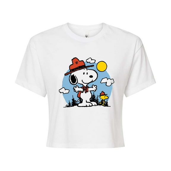 Peanuts - Snoopy Outdoor - Juniors Cropped Cotton Blend T-Shirt