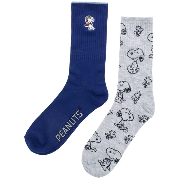 Peanuts Snoopy Outline Embroidered 2-Pack Athletic Crew Socks