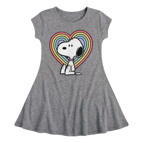 Peanuts - Snoopy Pastel Heart - Toddler & Youth Girls Fit & Flare Dress