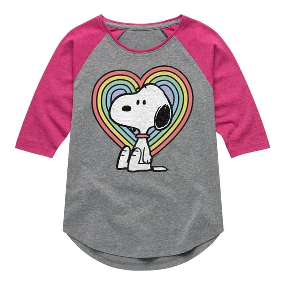 Peanuts - Snoopy Pastel Heart - Toddler & Youth Girls Raglan Graphic T-Shirt