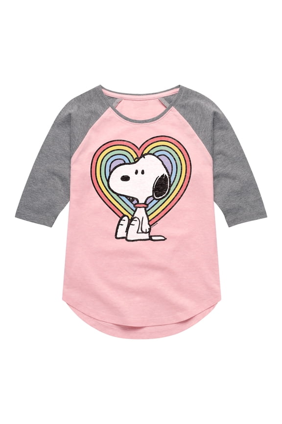 - Snoopy Pastel Heart - Toddler & Youth Girls Raglan Graphic T-Shirt