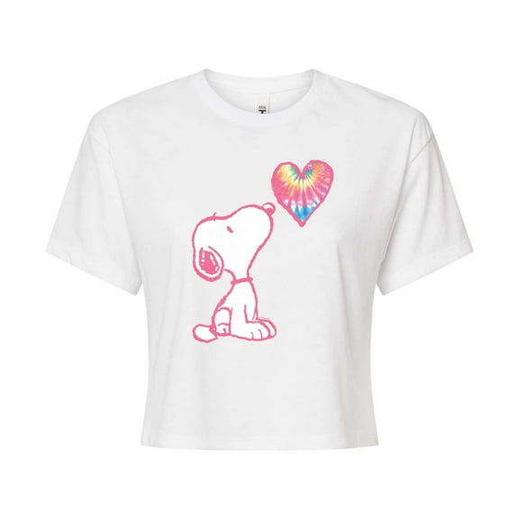 Peanuts - Snoopy Pastel Rainbow Heart - Cropped Tee