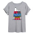 thumbnail image 1 of Peanuts - Snoopy Patchwork Doghouse - Juniors Ideal Flowy Muscle T-Shirt, 1 of 6