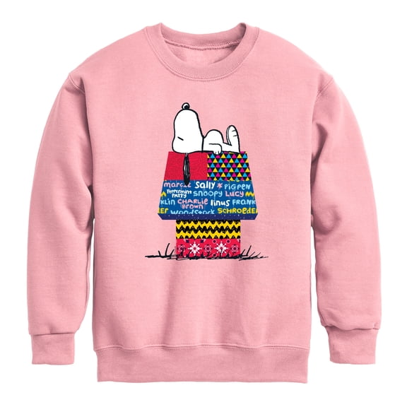 Peanuts - Snoopy Patchwork Doghouse - Toddler And Youth Crewneck Fleece Sweatshirt