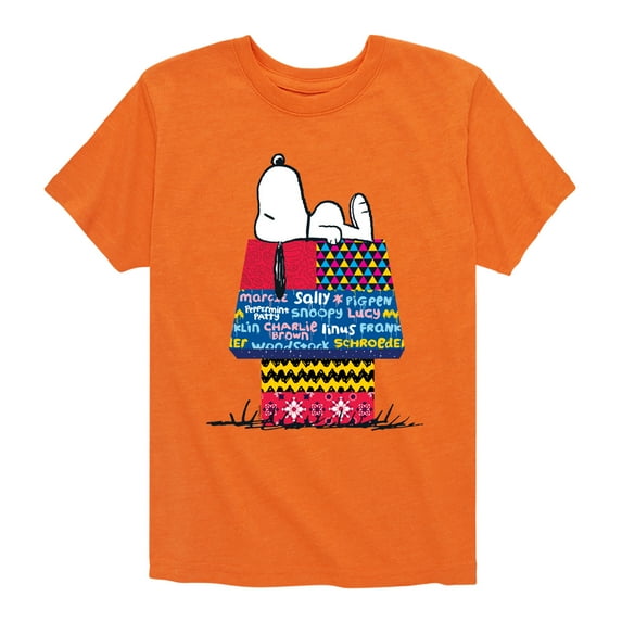Peanuts - Snoopy Patchwork Doghouse - Toddler And Youth Short Sleeve Graphic T-Shirt