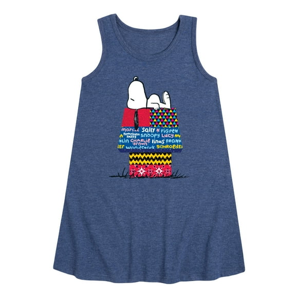 Peanuts - Snoopy Patchwork Doghouse - Toddler and Youth Girls A-line Dress