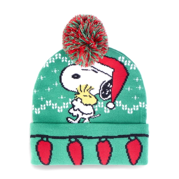 Peanuts Snoopy Pom Beanie, Green Multi-Color